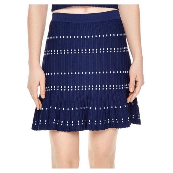 SANDRO • Fluted Ribbed-Knit Mini Skirt in Blue - Picture 1 of 11